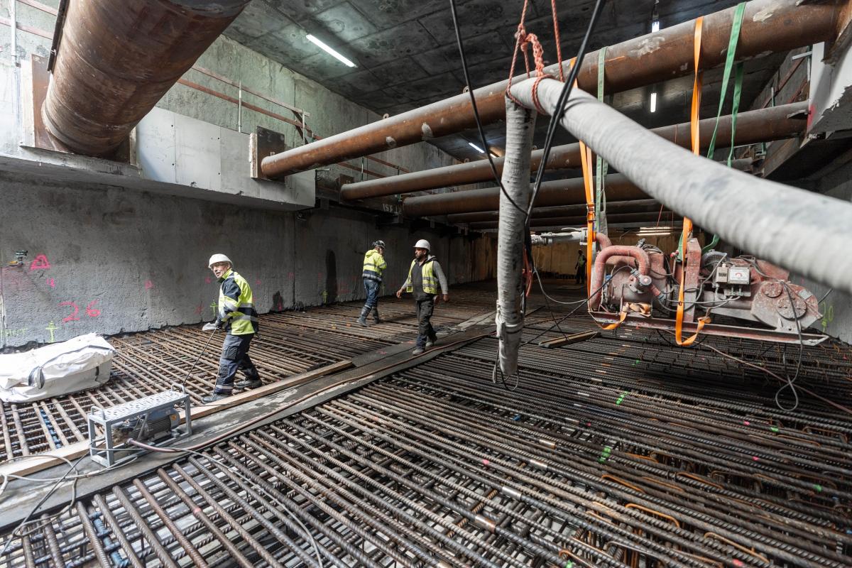 Bewapening voor de vloerplaat in de tunnel onder de Zuidlaan