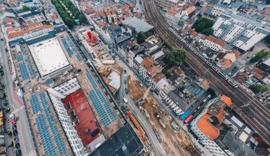 Werf Toots gezien vanuit de lucht, met het Zuidpaleis